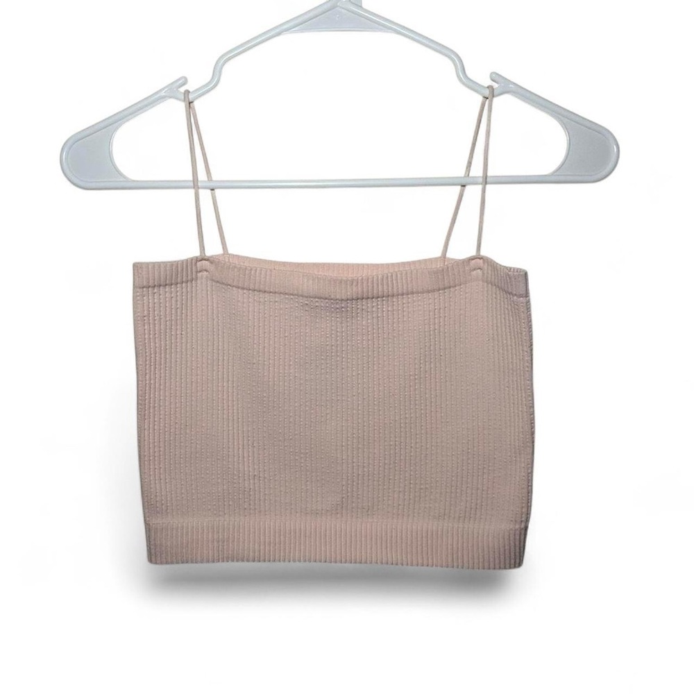 Altar’d State Baby Pink Ribbed Women's Cropped Camisole Top